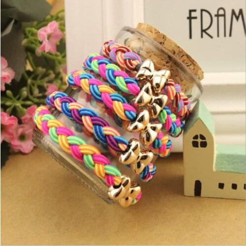 2Pcs/Lot Ladies Braided Scrunchie Hair Rope Rubber Band Women Ultra Elastic Headband Hairband Girls Bow Hair Accessories LL00022