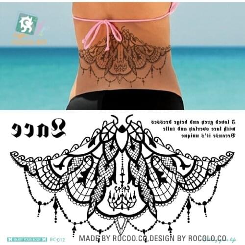Rocooart BC-012 Sexy Lace Style Waterproof Temporary Tattoo Sticker Beauty Lady Necklace Fake Tattoo Taty Tatuagem For Body Art