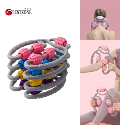 U Shape Trigger Point Massage roller 5 Wheels Full Body Arm Leg Neck Muscle Pilates Muscle Relax Sports Tool