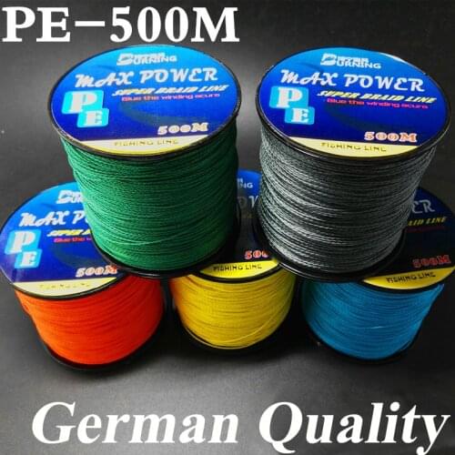 5 Color Germen Quality Max Power Series 500m 4 Strands Super Strong Japan Multifilament PE Braided Fishing Line for Lure Fishing