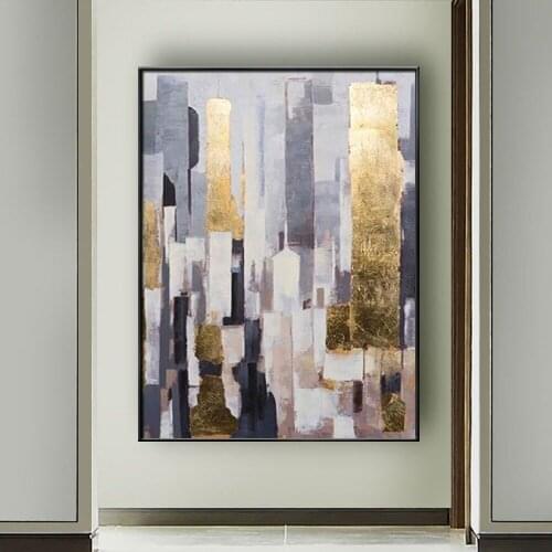 City Downtown New York Urban Streets Modern Handmade Hand Painted Picture Canvas Oil Painting Wall Art Home Living Room Bedroom