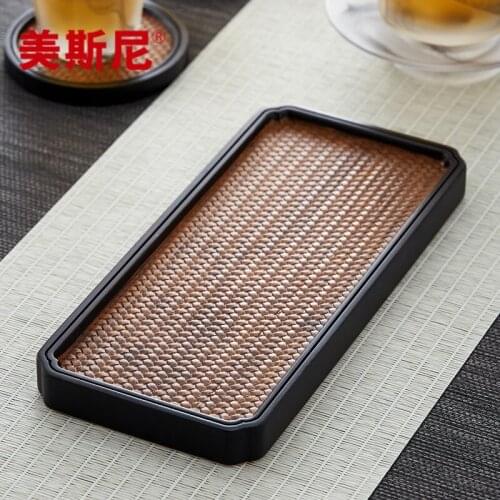 Modern Chinese Tea Tray Solid Wood Kung Fu Black Board Food Serving Tea Tray Wooden Vassoio Legno Kitchen Accessories ZP50CP