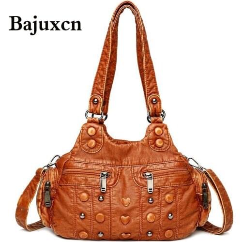 Fashion High Quality Washed PU Leather Handbag Ladies Daily Bag Gift Handbag Large Capacity Shoulder Bags Purse 2020 new Ladies