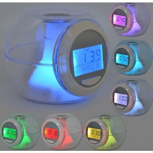 Led alarm clock digital temperature sensor led plastic with backlight color changing snooze function indoor alarm clocks