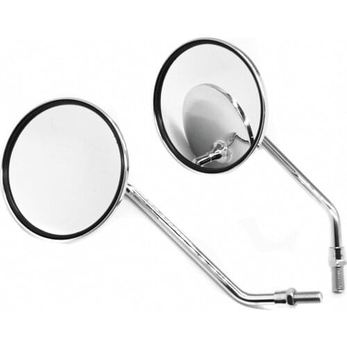 Motorcycle 10mm M10 Universial Rearview Mirror Scooter E-Bike Rear View Mirrors Chrome Circular Side Mirror