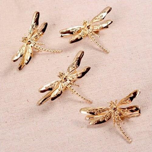 4 Pcs/set Golden color And Dragonfly Handmade Bridal Hair Clip Wedding Hair Accessories Women Headpiece Prom Hair Jewelry