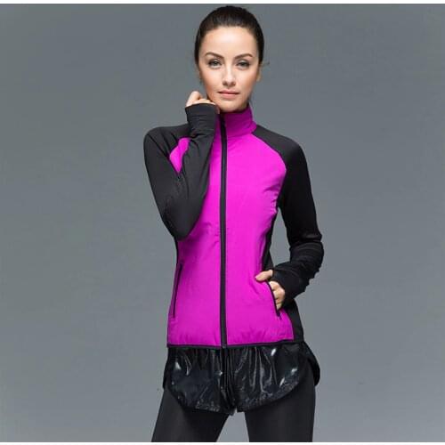Running Jacket for Women Fleece Thumb Hole Stand Collar Full Front Zip Arm 2 Pocket Outdoor Sports Jogging Jacket Breathable
