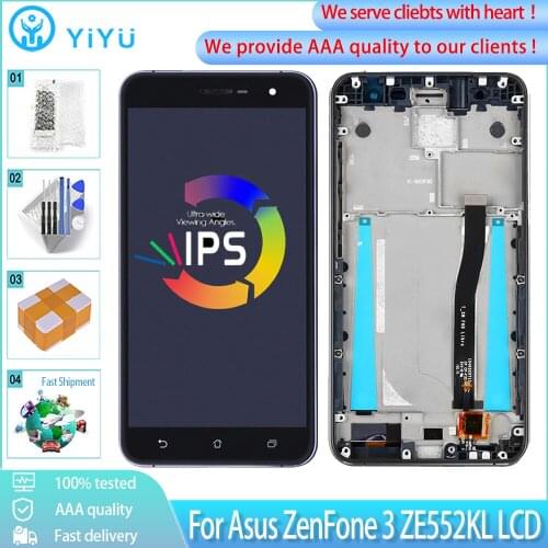 5.5" AAA Quality For Asus ZenFone 3 ZE552KL LCD Display Touch Screen Digitizer Panel Assembly With Frame Replacement Parts