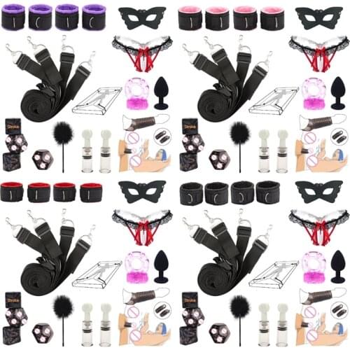 10Pcs Adjustable Restraints Bdsm Kit Safety Bondage Sets Sex Toys Under Bed Game Accessories Cosplay Mask for Couples