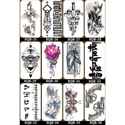 12pcs/lots Fashion Rose Tattoo Women New Waterproof Temporary Black Tattoo Sticker Body Art