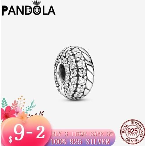 2021 925 Sterling Silver Pavé Snake Chain Pattern Clip Charms Beads Bracelet Fit Original Pandora Bracelet DIY Jewelry For Women