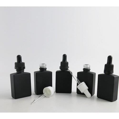 360 x 30ml Travel Portable Black Glass Perfum Bottle Square Bottle Fine 4 Caps Essential Oil Chemical Perfume Atomizer Container