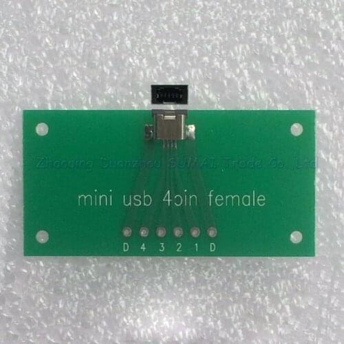 5pcs/lot MINI USB 4PIN female socket connector with PCB Board test board