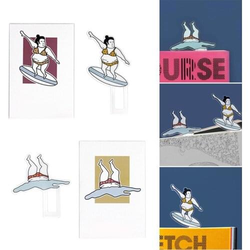 5pcs Cartoon Surfing Girl Bookmark for More Fun Reading Plastic Page Clip Gift for Kids Student Bookmark Reading Enthusiasts