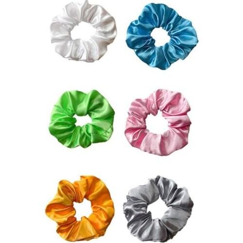 6Pcs LED Light Up Hair Scrunchies Colorful Luminous Satin Silky Hair Tie Band Elastic Ponytail Holder for Halloween Party
