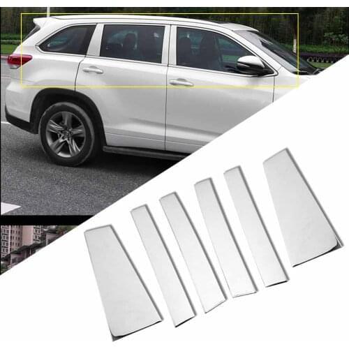 8Pcs/Set Chrome Car Door Pillar Post Stainless Steel Decoration Trim For Toyota Highlander 2014 2015 2016 2017 2018 2019