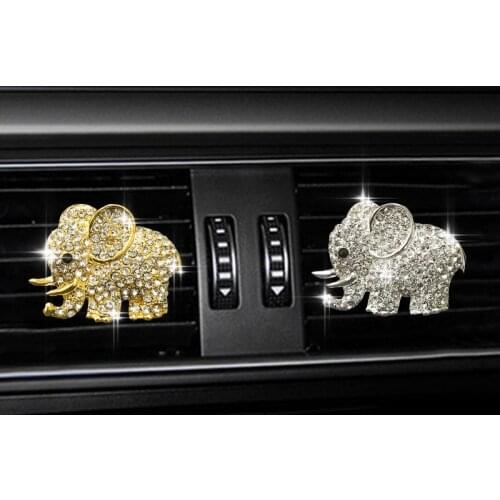 Car Air Freshener Cute Diamond Lucky Elephant Auto Air Conditioning Outlet Perfume Clip Crystal Interior Ornaments Decoration