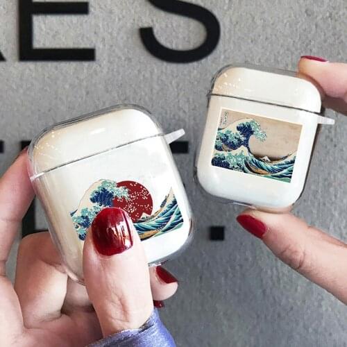 Newest Design Big Wave Cover For Airpods 2/1 Earphone Coque Soft TPU Fundas Airpods Case Air Pods Cases Earpods Apple Airpod Box