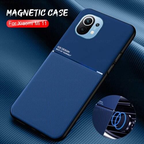 For xiaomi mi11 case shockproof magnetic car holder phone cover for xiaomi mi 11 my11 xiomi mi11 xiaomi11 leather texture coque