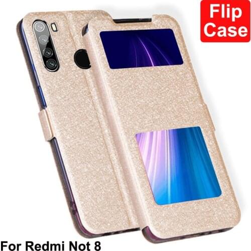 Open Window flip cases For xiaomi Redmi Note 8 Case back Cover Red mi Note 8 Leather phone case for xiaomi Redmi Note8 coque