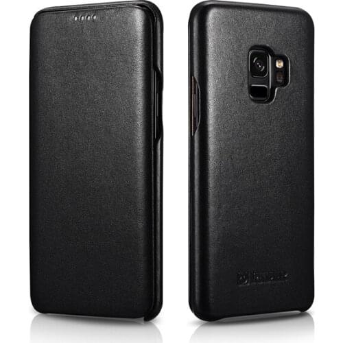 ICarer Real leather Case for Samsung Galaxy S9 S9 Luxury Series Curved Edge Real Leather Folio Case for Samsung S9 Plus