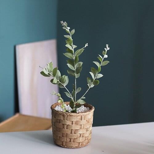 Imitation of Bamboo Woven Cement Flowerpot Original Color Retro Fleshy Green Plant Net Red Gardening Tabletop Potted Plant