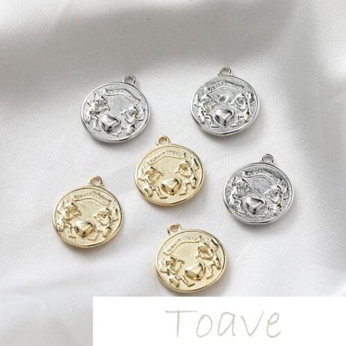 Exquisite and lovely double-sided round angel love heart tag pendant diy hand-made basic all-match material accessories