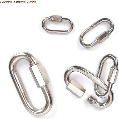 4 Sizes Climbing Gear Carabiner Quick Links Safety Snap Hook Climbing Safety Buckle Mountaineering Stainless Steel Screw Lock