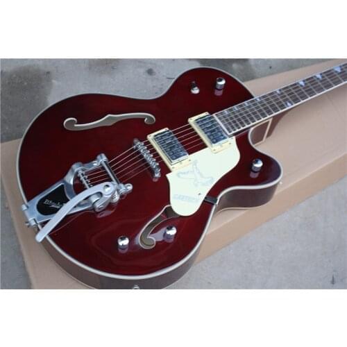 Chinese guitar factory custom New Gret 6120 Model Jazz Electric Guitar Semi Hollow Body Wine Red in stock 531