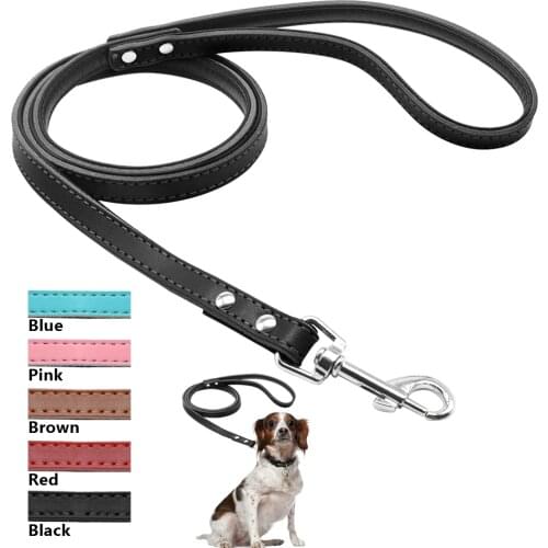 Leather Dog Leash Pet Walking Leads 5 Colors 3 Sizes Avaliable For Small Medium Dogs 48" Length