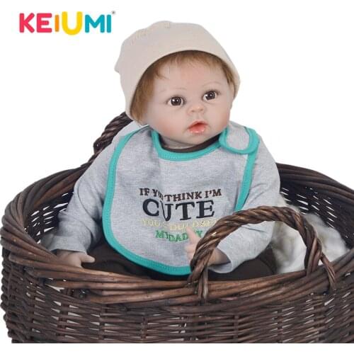 Classic Popular Realistic Rooted Mohair Reborn Doll 22Inch 55cm Soft Silicone Vinyl Lifelike Reborn Baby Dolls For Boy XMAS Gift