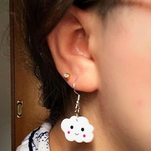 Fashion Cute Sweet Smiley White Clouds Drop Pendant Earrings Punk Jewelry For Cool Women Girl Earrings Friendship Gifts