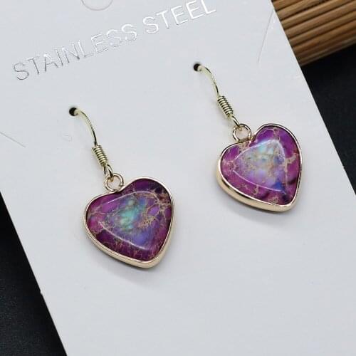 Natural Stones Peach Heart Shape Pendant Earrings a Pair Exquisite Agates Earrings for Women Jewelry Earring Gift 16x18mm