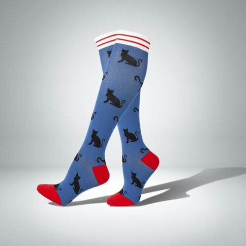 Men Women Christmas Socks Heart Star Cat Dog Pattern Golf Tube Animal Unisex Outdoor Running Cycling Long Pressure Stockings