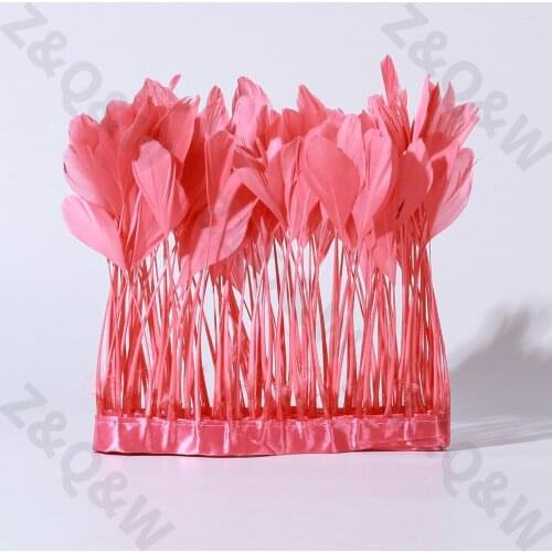 New 15-20CM(6-8 inches) torn head goose feather dyed watermelon red cloth edge 2 meters DIY performance costume skirt decoration