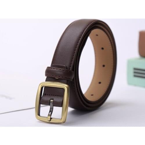 SHUCHANNew Womens Leather Belt Fashion Trend Leather Belt Womens Decorative Jeans Belt Formal Split Leather Solid