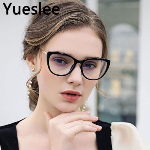 46948 Tr90 Plastic Titanium Cat Eye Glasses Frame Men Women Optical Fashion Anti Blue Computer Eyeglasses