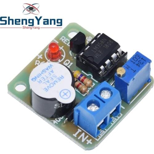 12V LM358 Accumulator Sound Light Alarm Board Buzzer Prevent Over Discharge Controller Module Without Overvoltage Protection