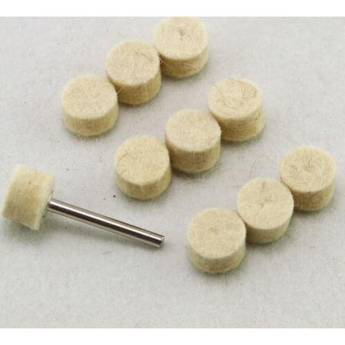 10pc 1/2" Felt Wool Buffing Polishing Wheels Pads With 3.2mm Dia Mandrel Shank