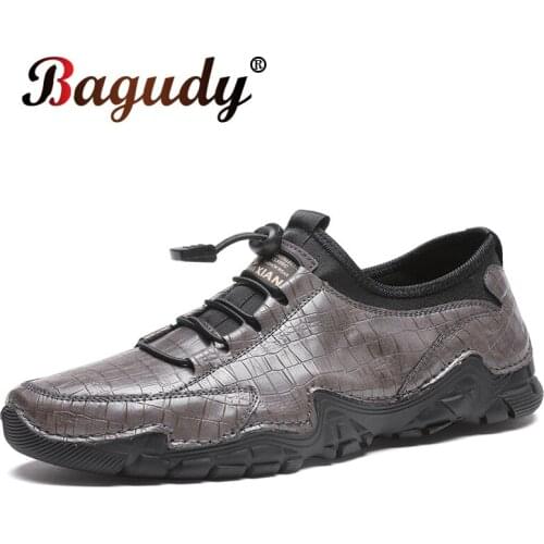 Casual Slip on Leather Men Shoes Loafers Black Brand Young Casual Drive Shoes Flats Casual Men Sneakers Mens Sofe Driving Shoes