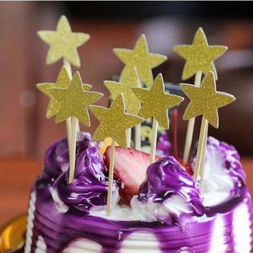 Festival supplies cake toppers glitter star paper cards banner for Cupcake Wrapper Baking Cup birthday party wedding Wh