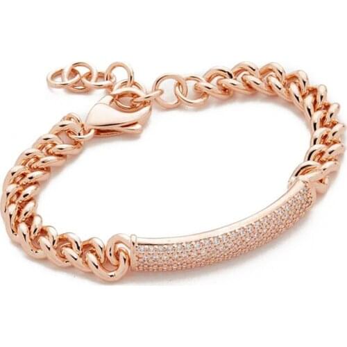 Luxury Brand CZ Fashion Party Charm Bracelets & Bangles Cuff Rose Gold Color Crystal Jewelry Bridal Wedding Jewelry