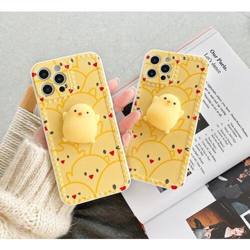 Cute 3D Unzip Chick Phone Case for Iphone 11 12 Pro Max 7 8 Plus Xs Xr Max Mini 12 Pro Diamond Border Silicone Back Cover