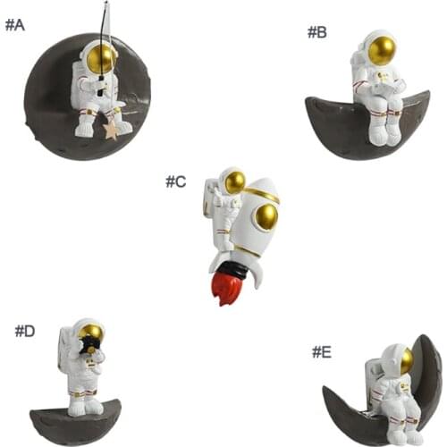 Nordic Wall Art Decoration Creative Astronaut Moon Rocket Resin Sculpture Statues Hanging Pendant Shelves Figurine Ornament
