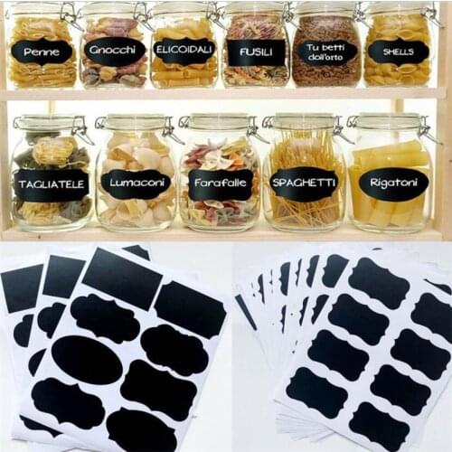 48pcs/set 5x3.5cm Erasable Blackboard Sticker Craft Kitchen Jars Organizer Labels Chalkboard Chalk Board Sticker Black Board Tag