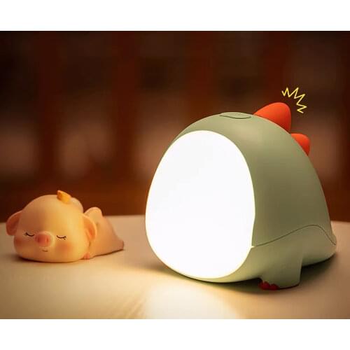 Night Light Silicone Touch Sensor Animal Warm White Adjustable Night Lamp Kids Baby Bedroom Desktop Decor USB Rechargeable Timer
