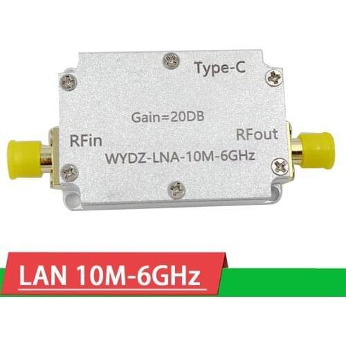 TYPE-C LAN 10Mhz-6GHz High Flatness Amplifier gain 10DB 30DB 20DB 40DB RF signal AMP FOR HAM SDR Software radio FM radio