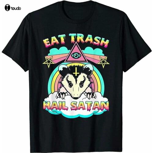 Eat Trash Hail Satan Racoon Worship Ritual Rainbow Funny Gift T-shirt