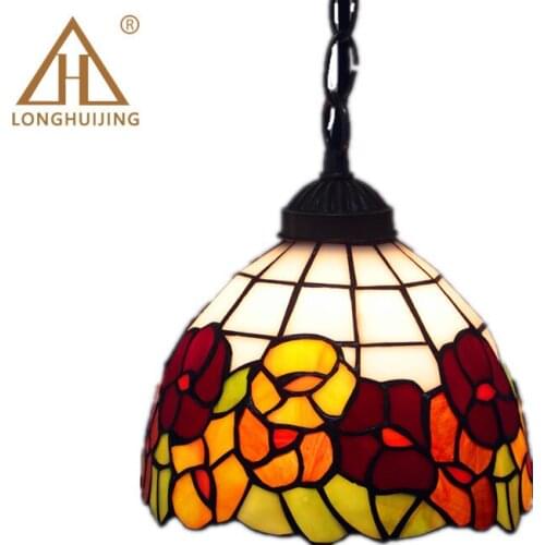 Stained Glass Lamp European Brief Art Glass Curtain Beads Pendant Lights Living Room Restaurant Suspension Light Fixtures