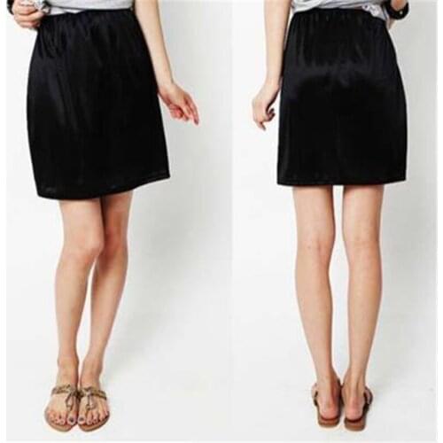 Women Elastic Waist Half Slip Skirts Underskirt Lady Crinoline Milk Silk White Lace Commuter Office Ladies Skirt